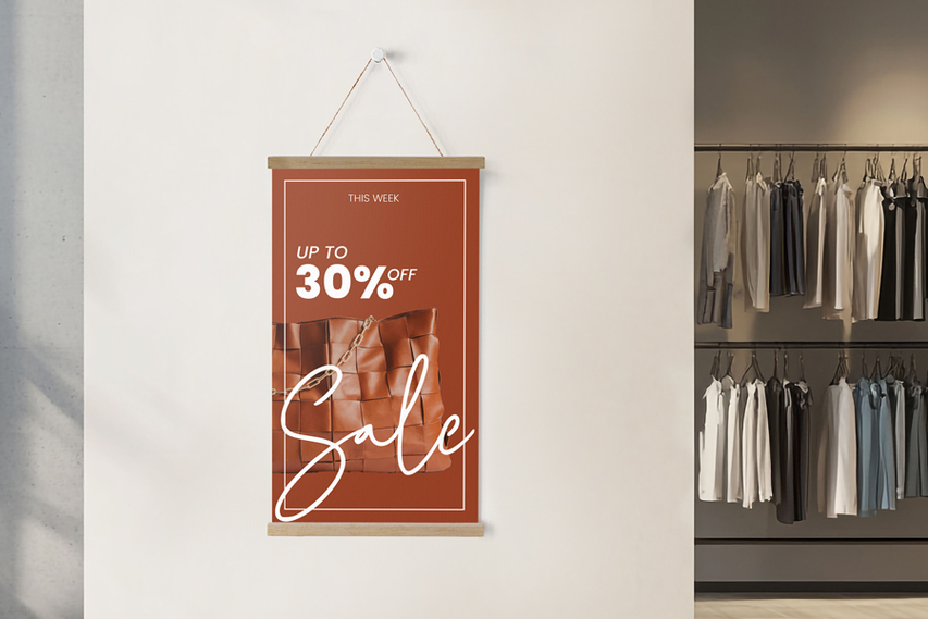 Magnetic Wood Frame Hanger Retail Sale Poster