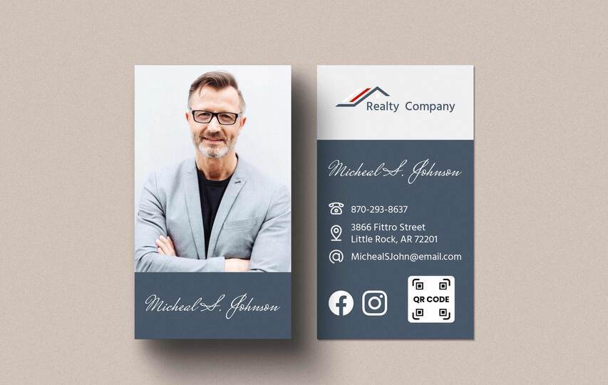 Male Headshot Realtor Business Cards