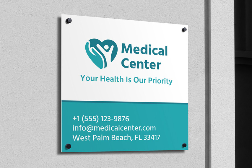 Medical Clinic Aluminum Sign With Standoffs