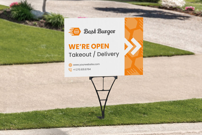 Open Burger Joint Yard Sign