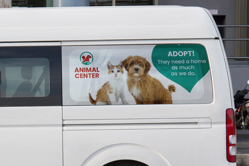 Perforated Car Decal For Animal Center