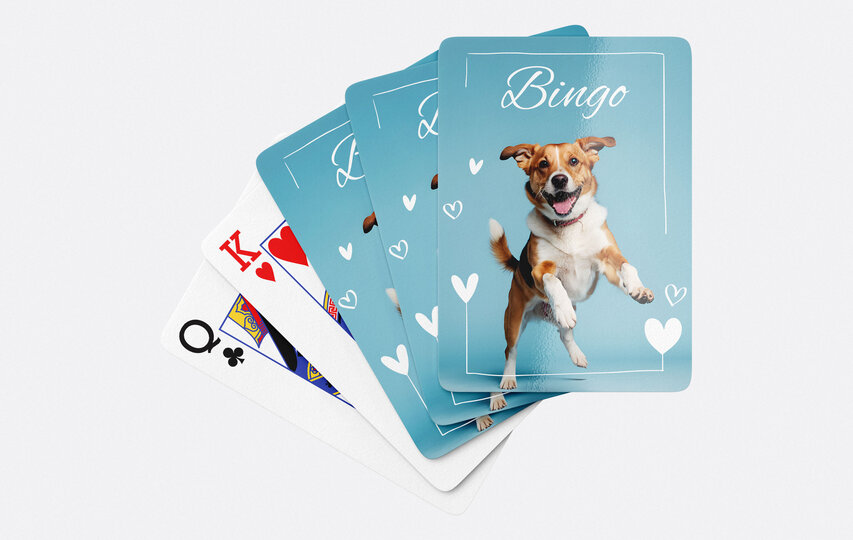 Playing Cards Blue Bingo Dog