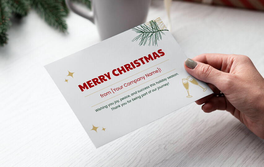 Postcard Printing Golden Merry Christmas
