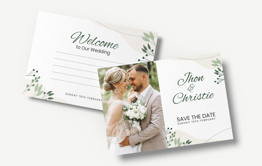 Postcard Printing Green Wedding