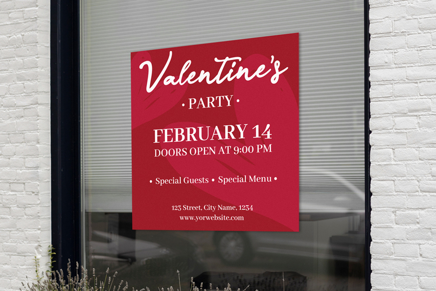 Red Valentine's Day Party Window Cling