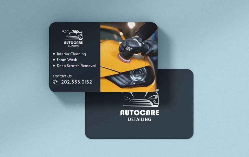 Rounded Auto Detailing Business Cards