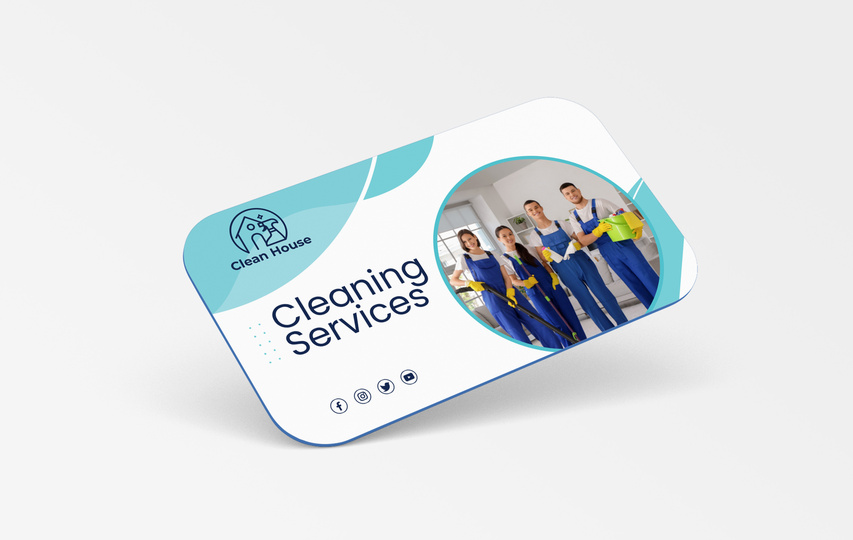 Rounded Cleaning Service Business Cards