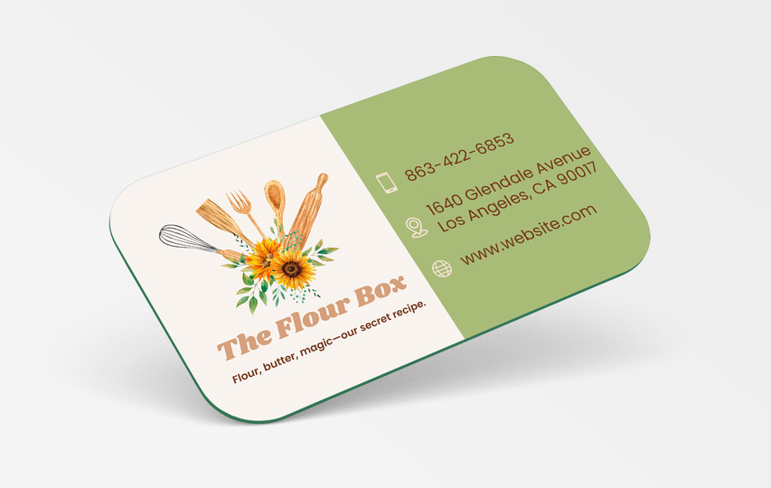 Rounded Green Bakery Business Cards