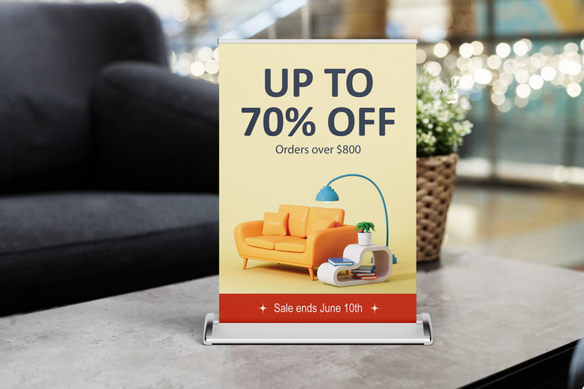 Sale Announcement Tabletop Retractable Banner