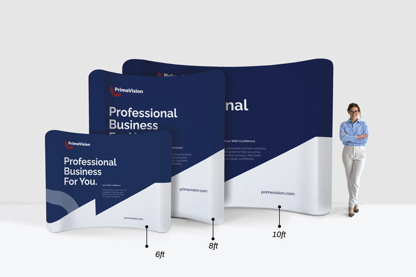 Sizes Curved Tension Fabric Displays