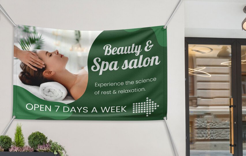 Spa salon fabric banner