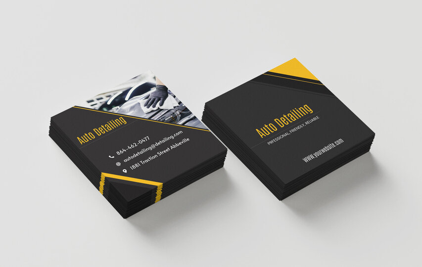 Square Auto Detailing Business Cards
