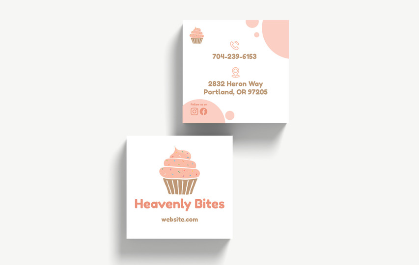 Square Company Branding Bakery Business Cards