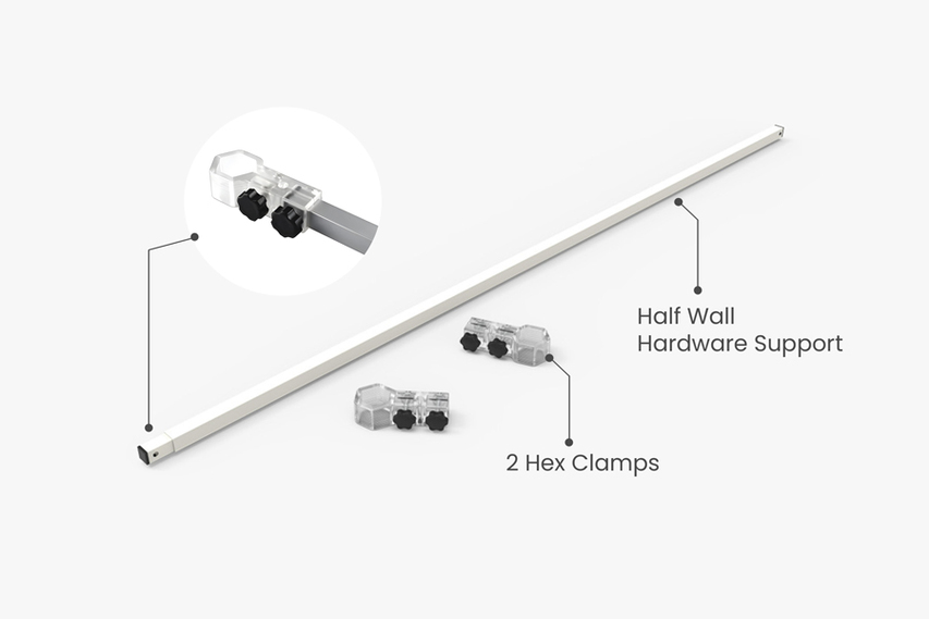 Tent half wall setup hardware