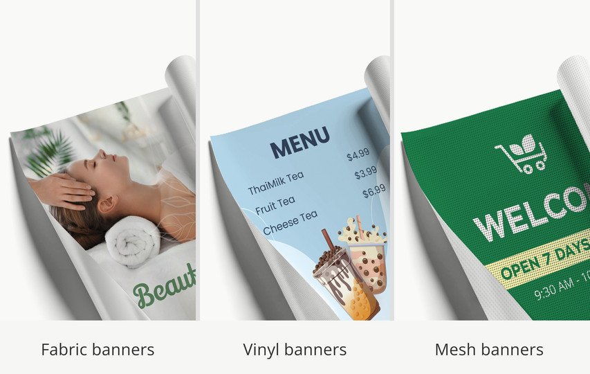 Three types of outdoor banners