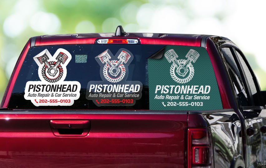 Truck Window Decals  Truck Back Window Decals - Square Signs
