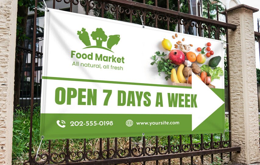 Vinyl food market exterior banner