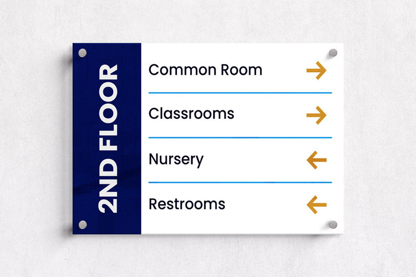 Wall Mounted Directional Acrylic Sign