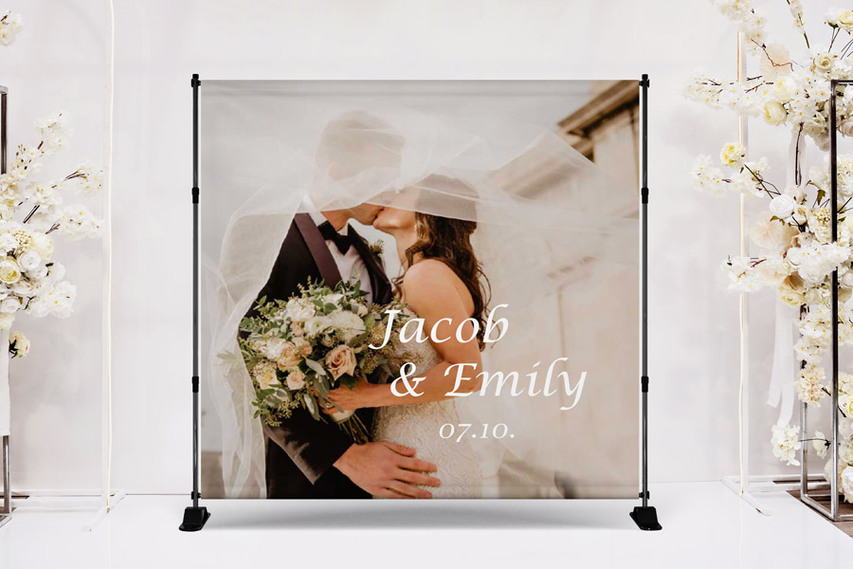 Wedding Photo and Date Telescopic Banner