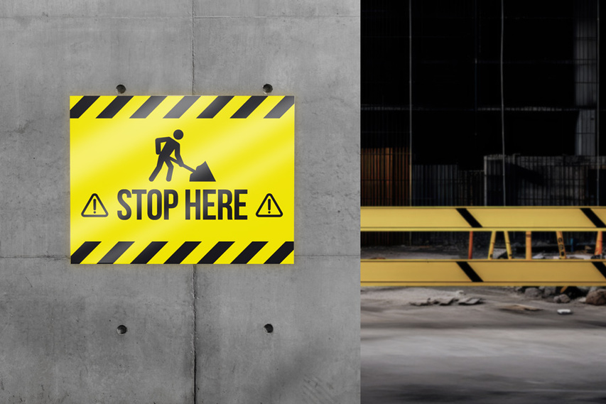 Yellow Stop Here Reflective Coroplast Sign
