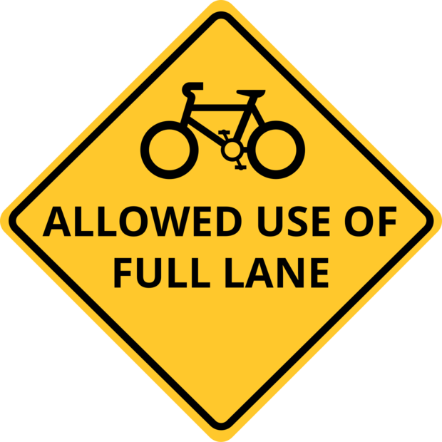 Bicycle Full Lane Use Allowed Diamond Traffic Sign Template Square Signs