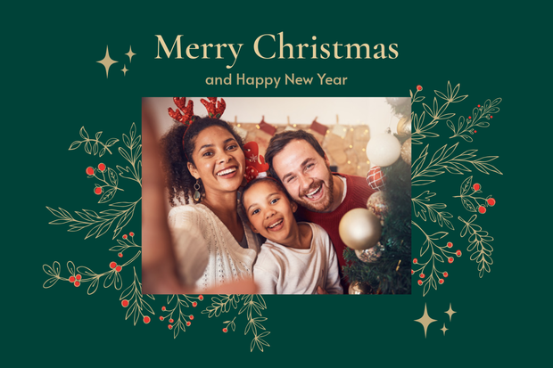 Festive Christmas Family Postcard Template | Square Signs
