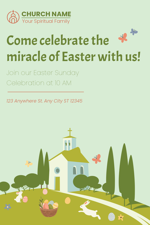 Green Easter Celebration Invitation Sign Template | Square Signs