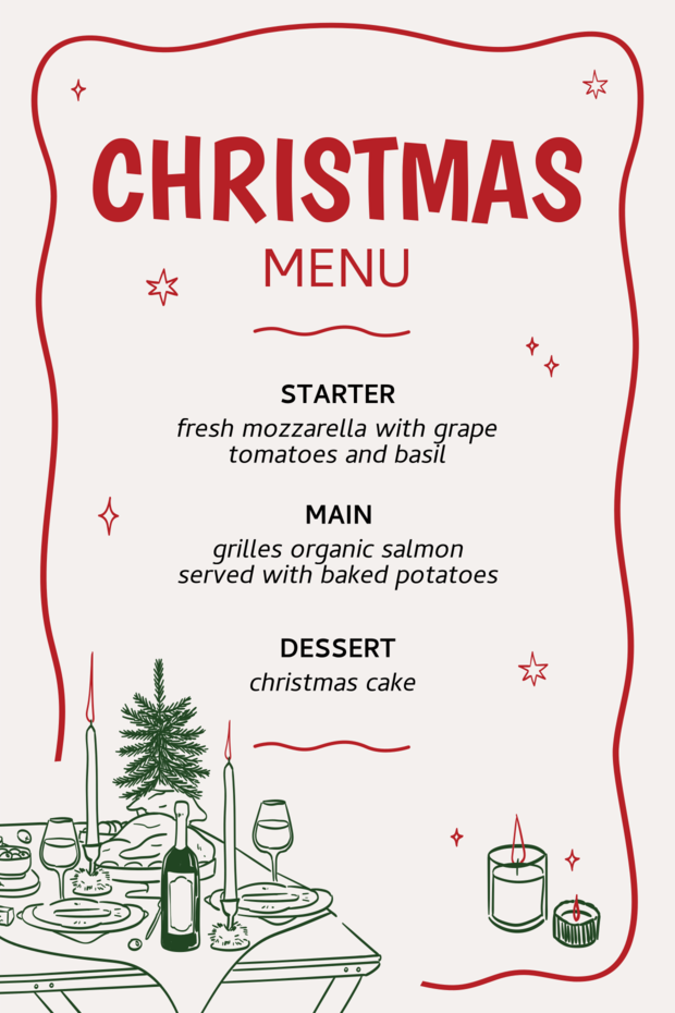 Elegant Christmas Menu Sign Template | Square Signs