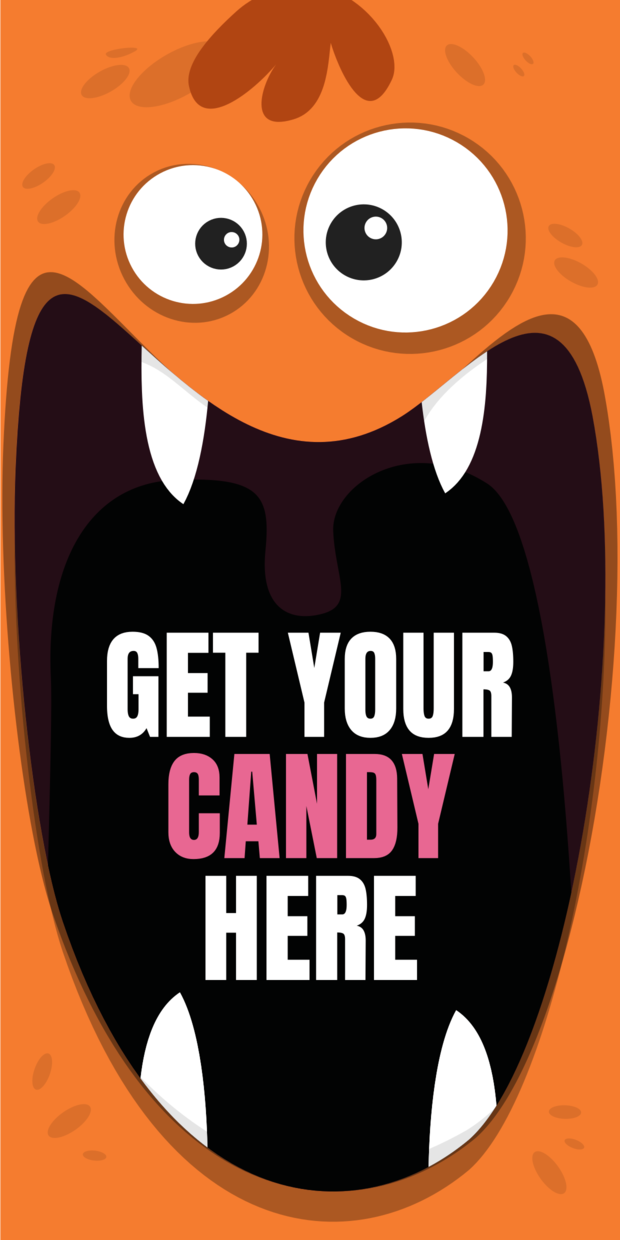 Orange Smiling Monster Halloween Sign Template | Square Signs