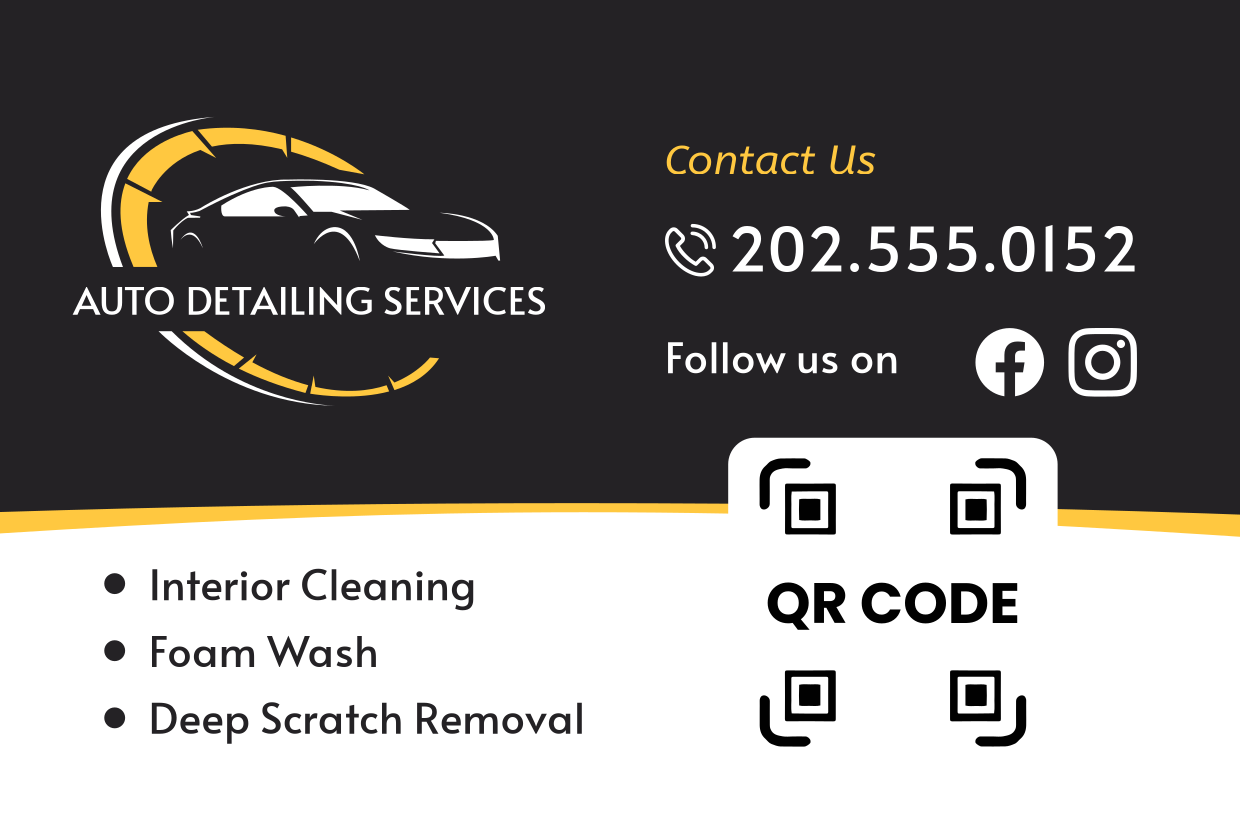 Black, White and Yellow Auto Detailing Template | Square Signs