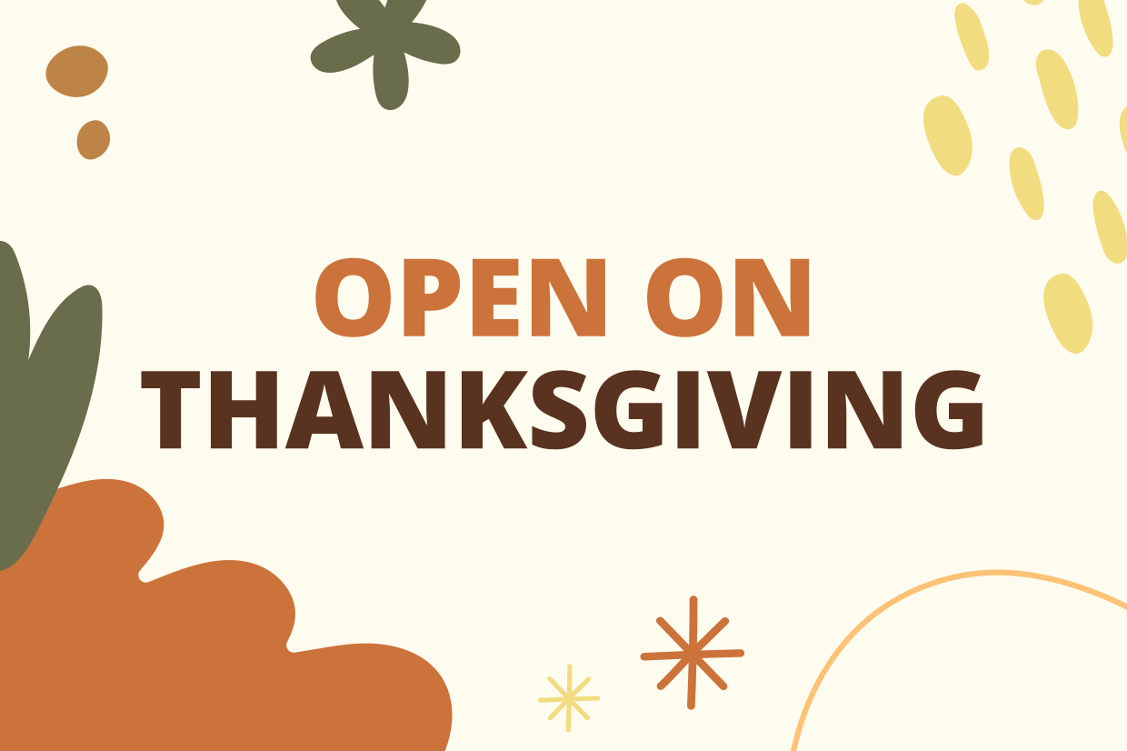 open on thanksgiving holiday sign template | square signs
