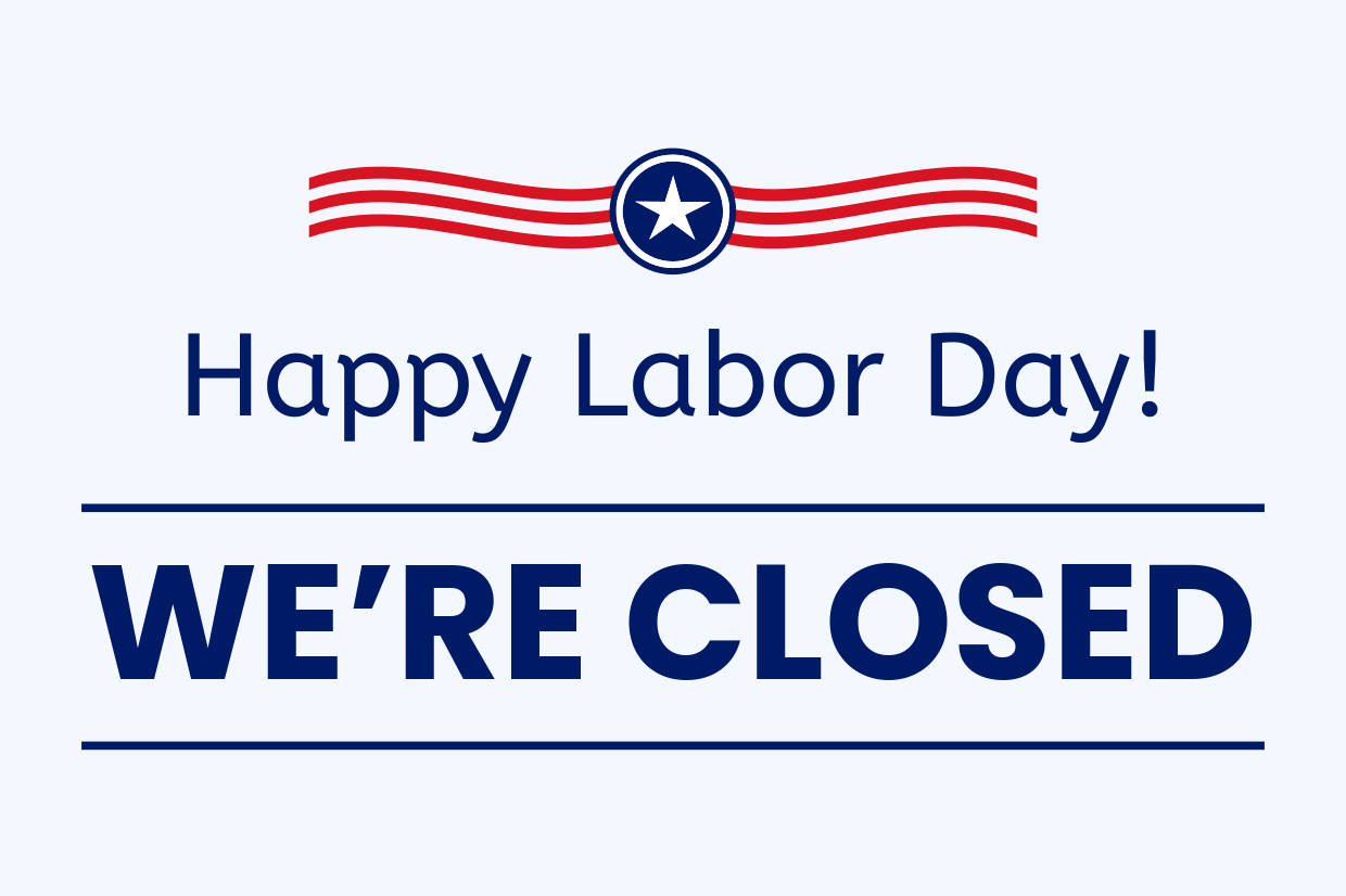 Red Stripes With a Star Labor Day Closed Sign Template | Square Signs