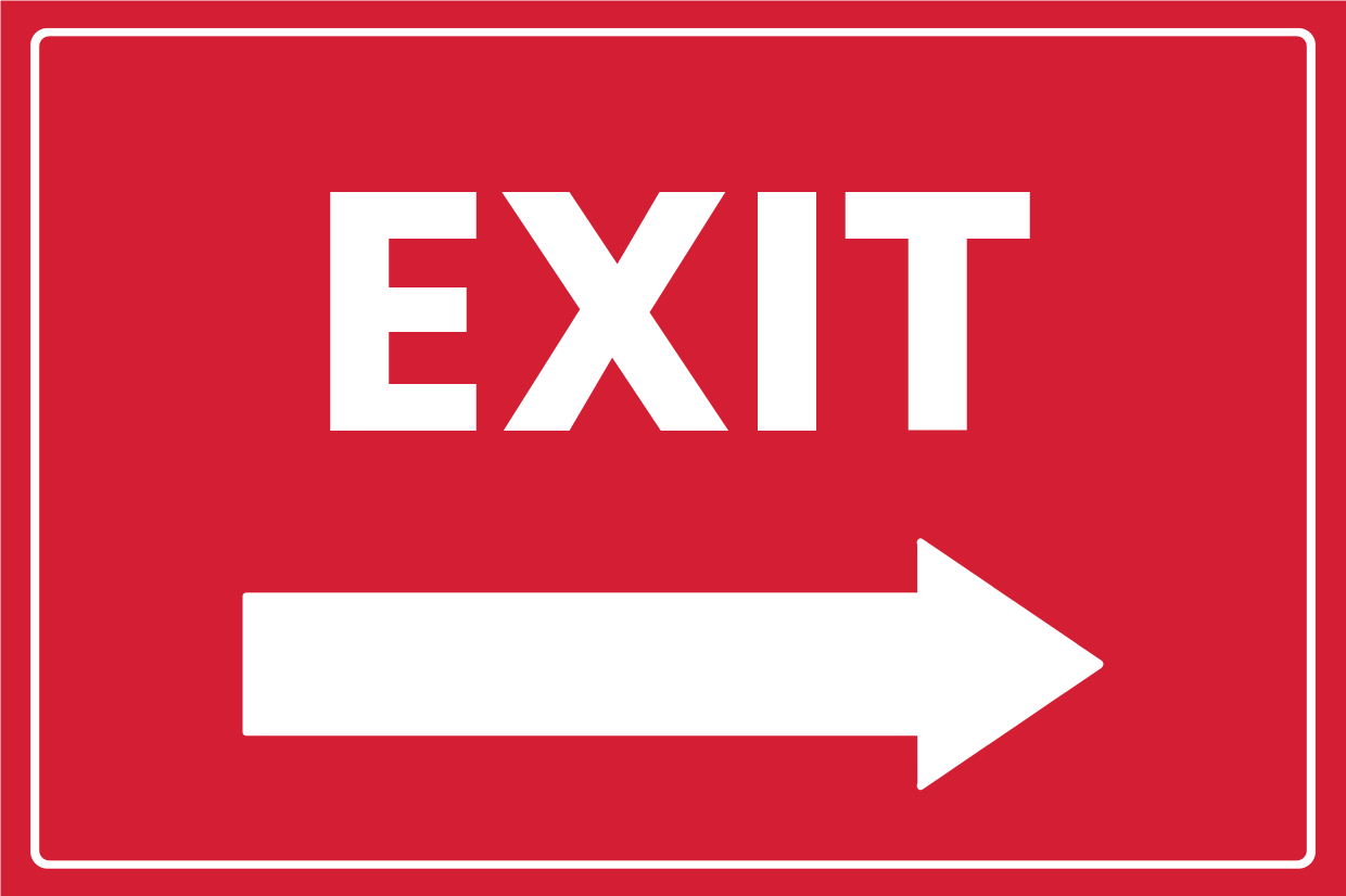Red and White Right-Pointing Arrow Exit Sign Template | Square Signs