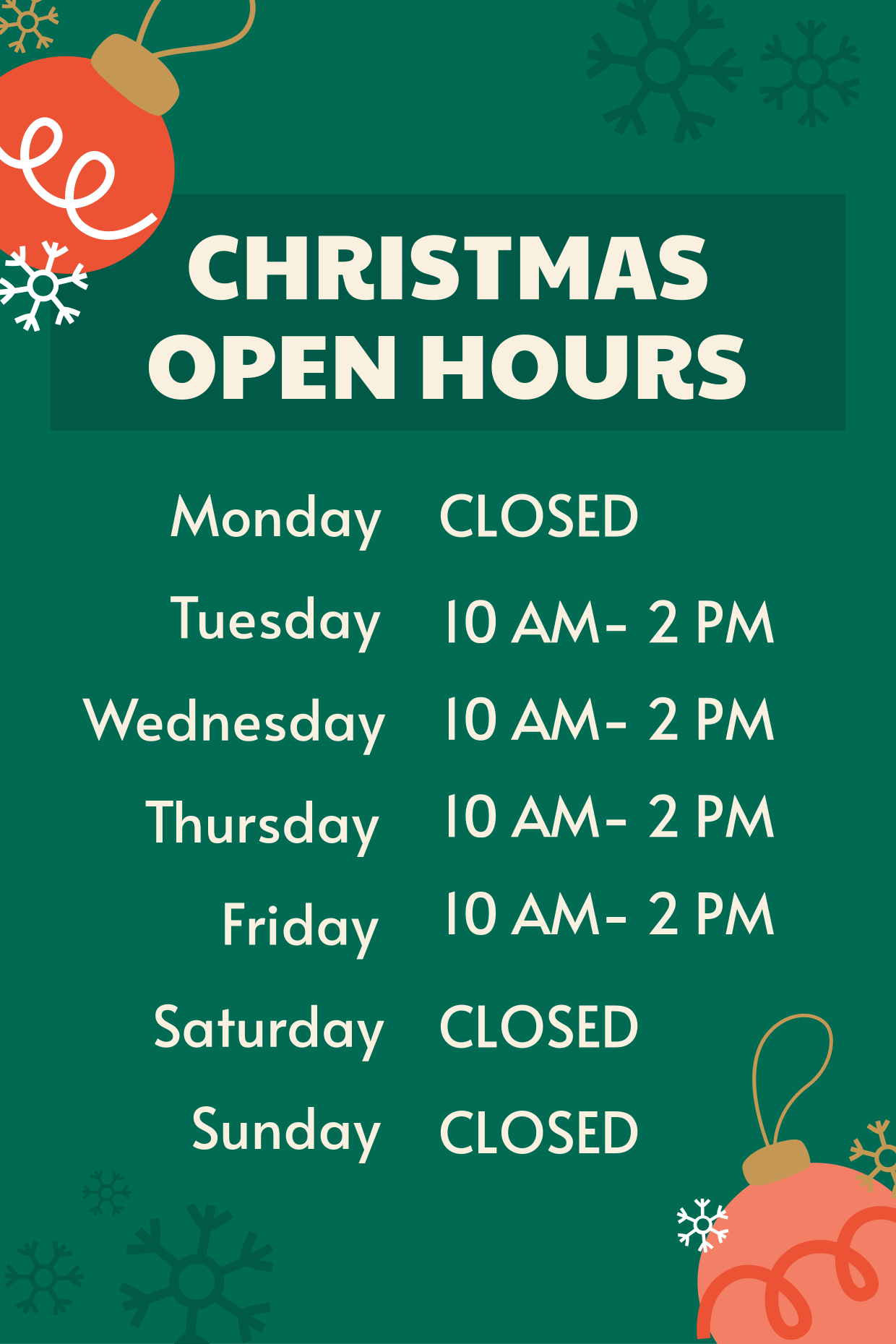 green christmas open hours sign template | square signs
