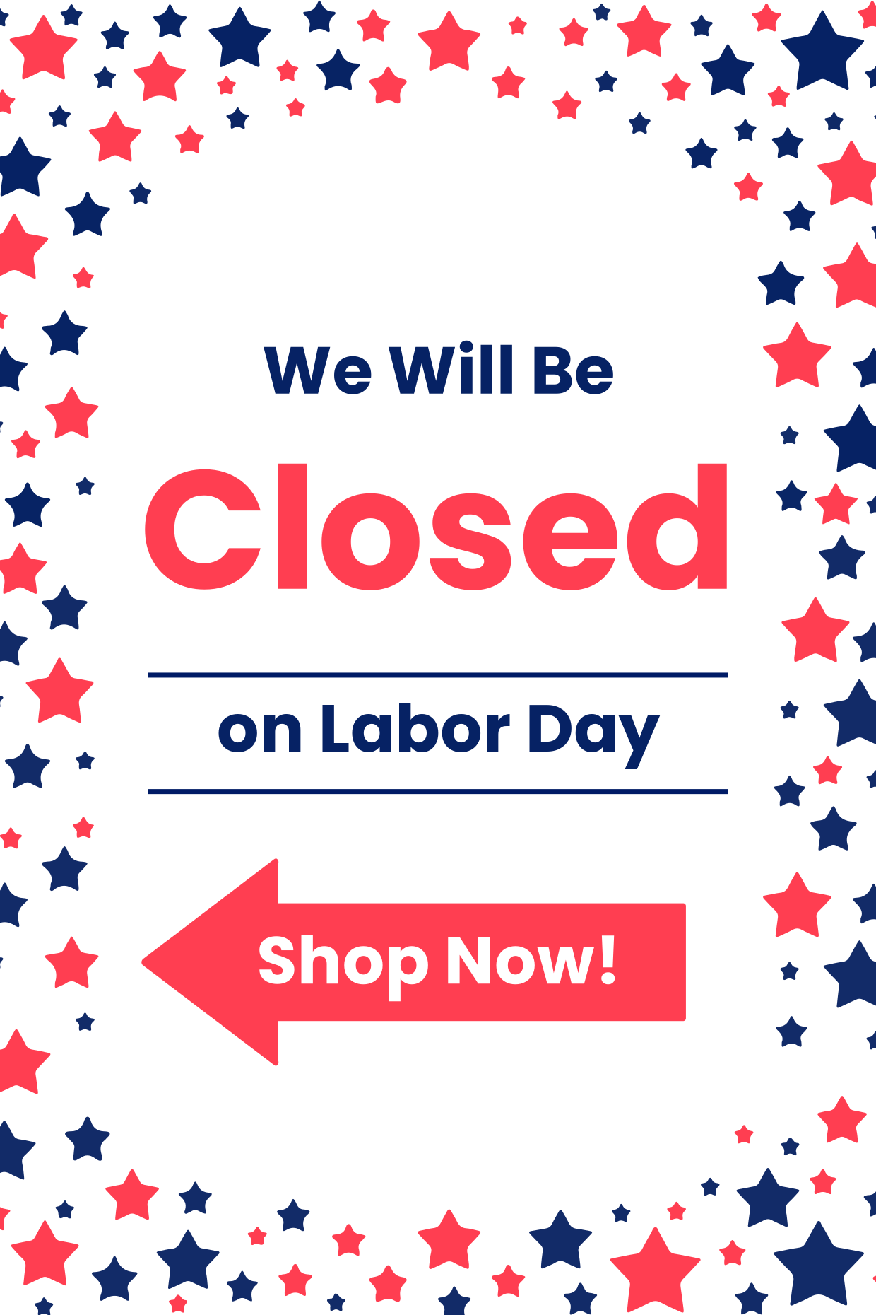 Arrow to the Left Labor Day Closed Sign Template | Square Signs