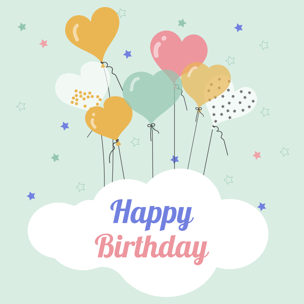 Heart-Shaped Balloons Birthday Sign Template | Square Signs