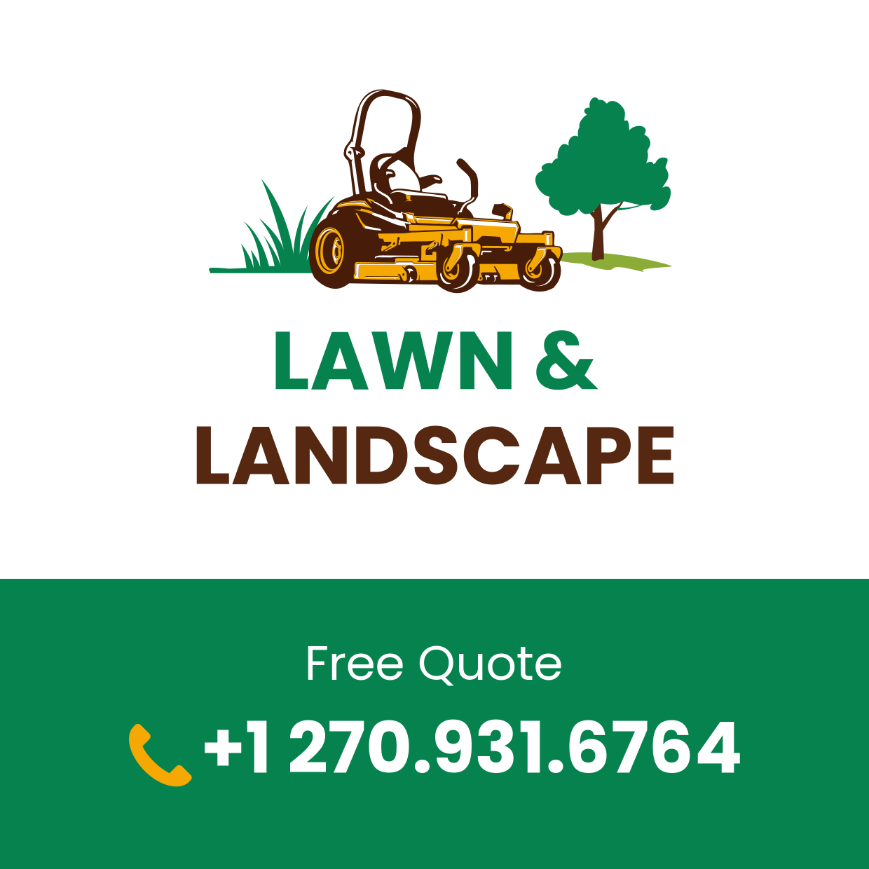 Lawn and Landscape With Lawn Mower Sign Template | Square Signs