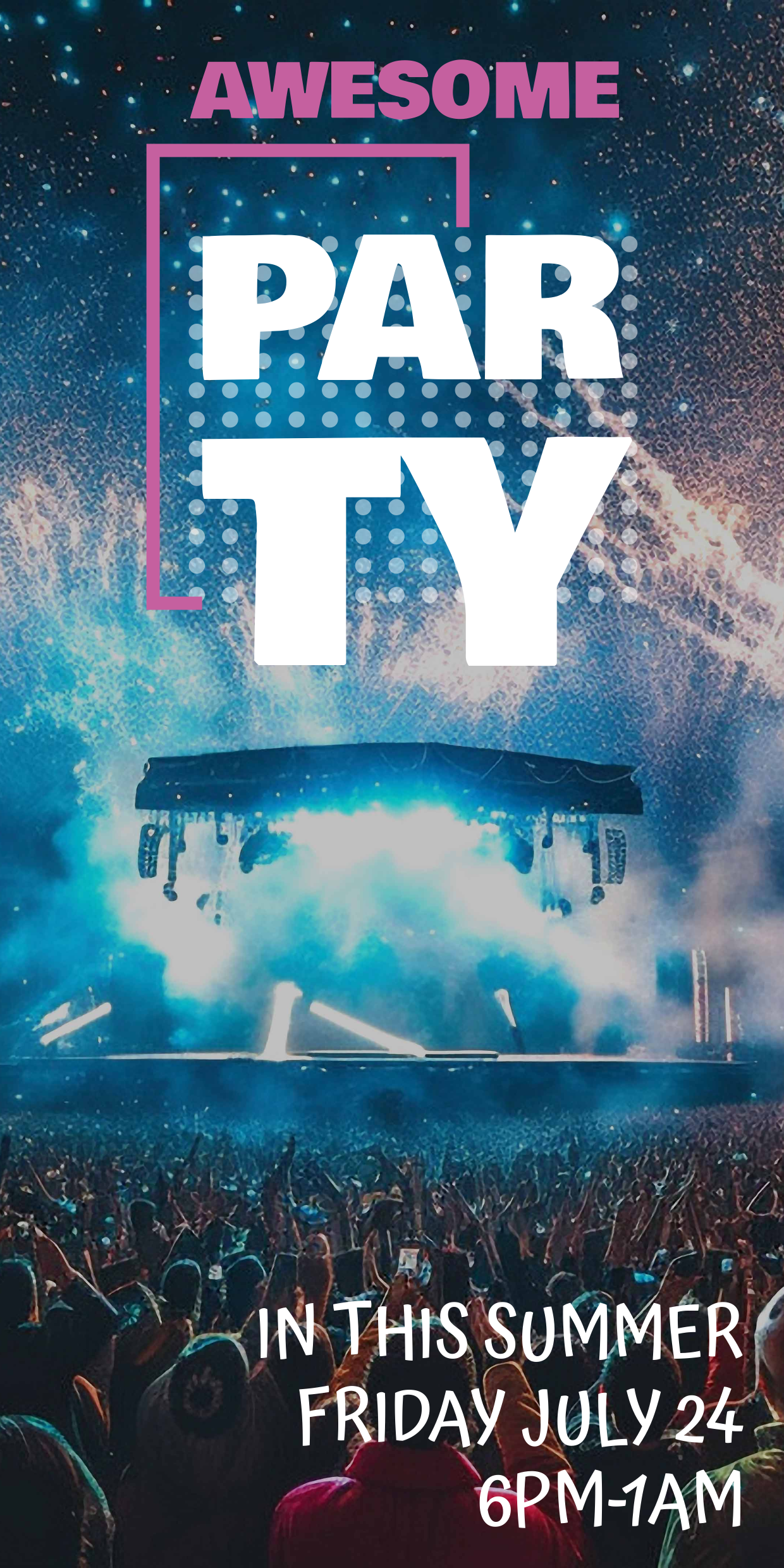 Raving Dancefloor at Night Music Festival Sign Template | Square Signs