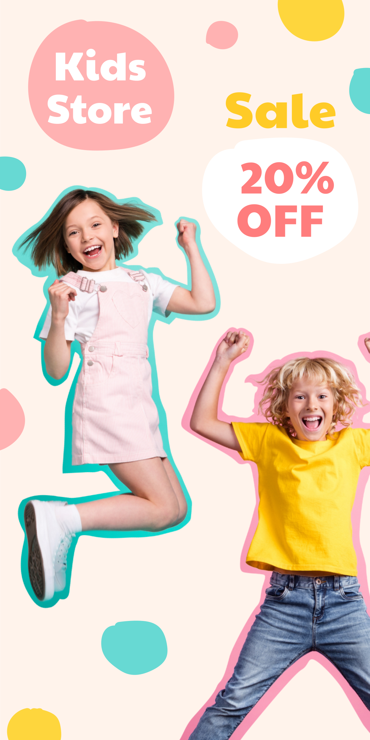 Kids Store 20% Discount with Happy Children Sign Template | Square Signs