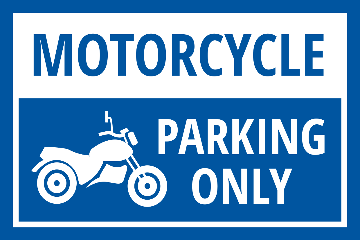 Blue and White Motorcycle Parking Sign Template | Square Signs