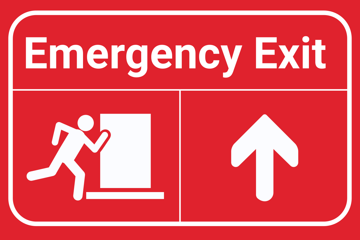 Red Emergency Exit Directional Safety Sign Template | Square Signs