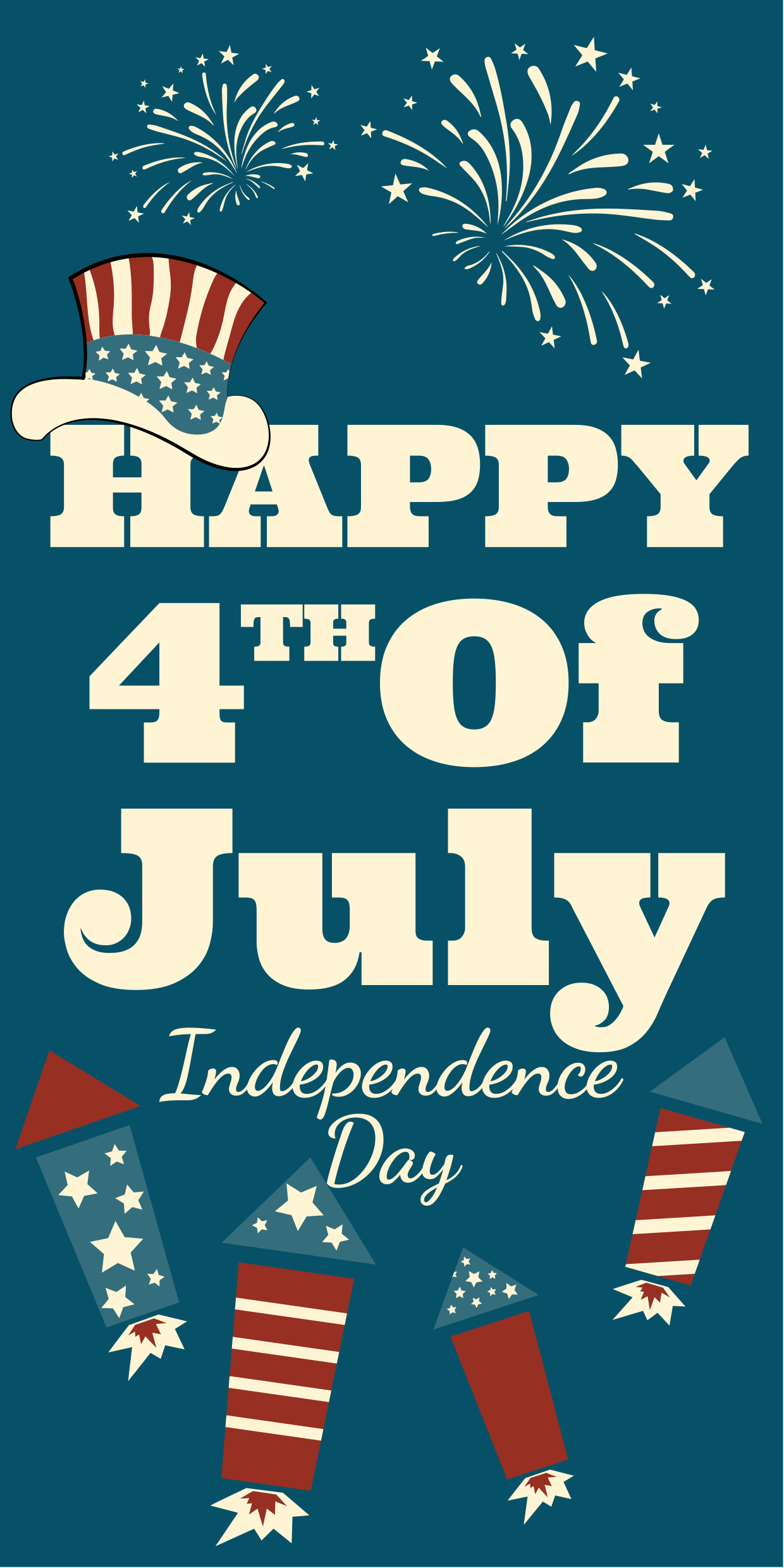 Fireworks and a Happy 4th of July Quote Template | Square Signs, image size:1240x2480