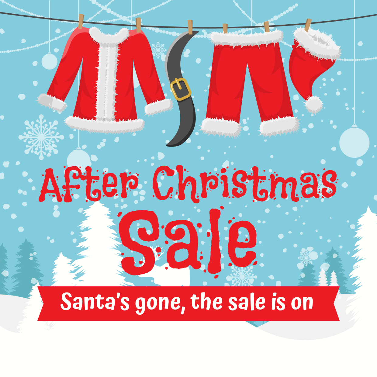 Santa's Gone After Christmas Sale Sign Template Square Signs