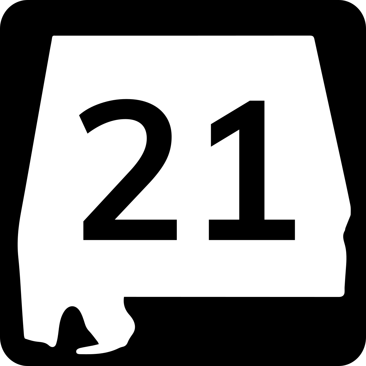 Alabama State Two-Digit Route Sign Template | Square Signs