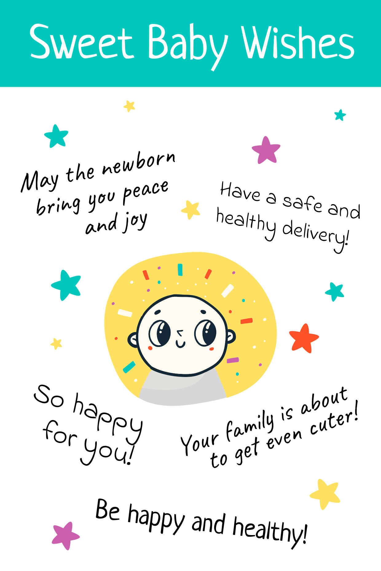 Starry Baby Shower Wishlist Illustrated Sign Template | Square Signs, image size:1240x1860