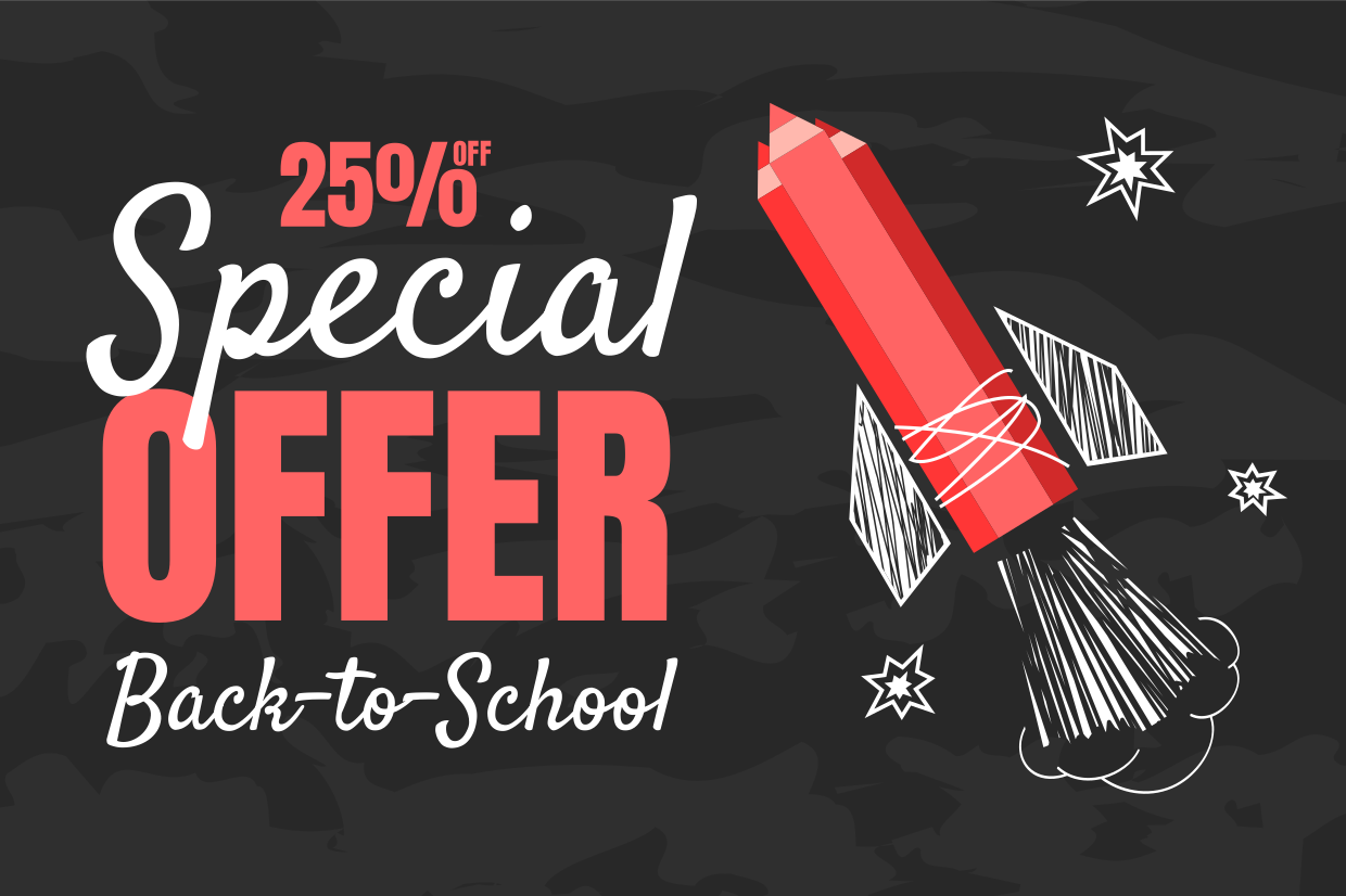 Back to School Pencil Rocket Icon Sale Sign Template | Square Signs