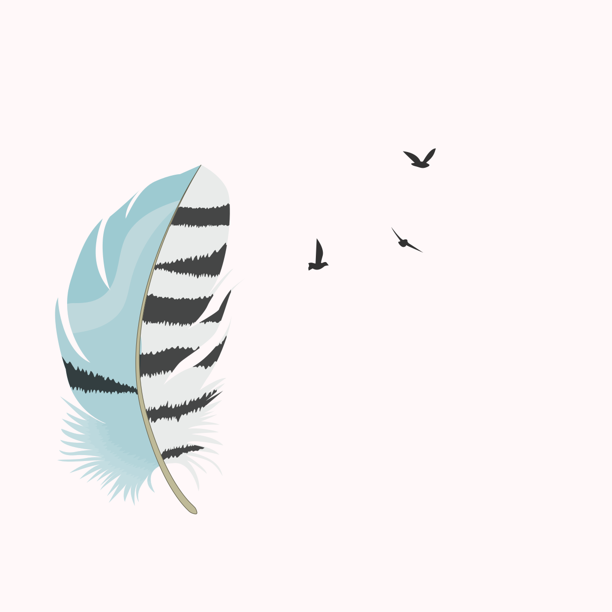 Blue and Black Striped Feather With Bird Icons Template | Square Signs