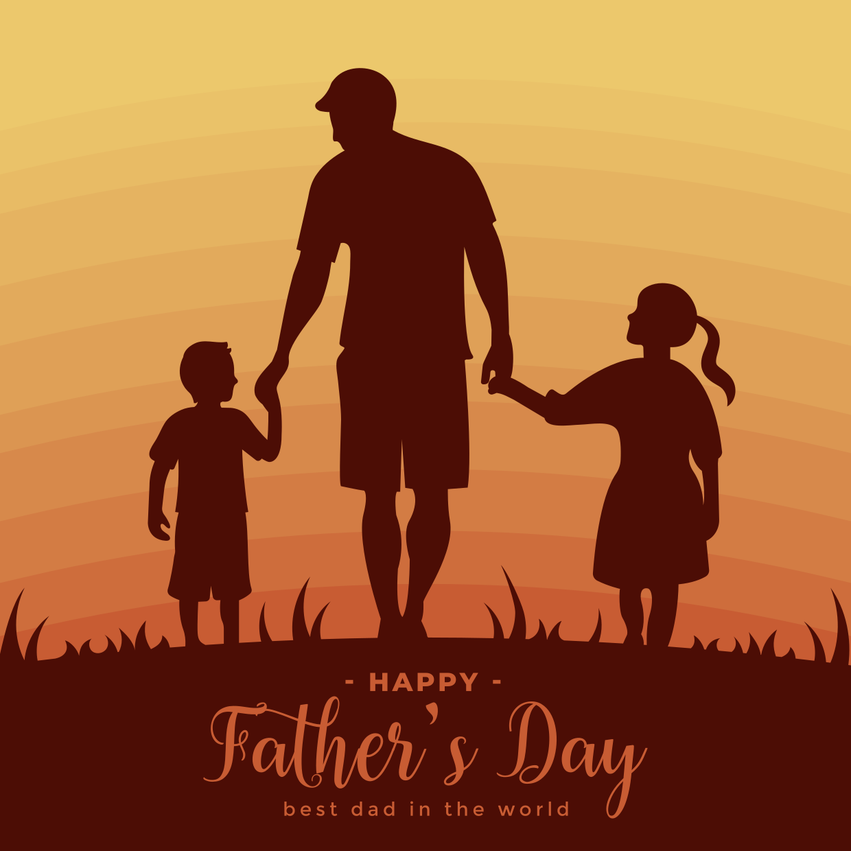 Decorative Orange-Hued Happy Father's Day Sign Template | Square Signs