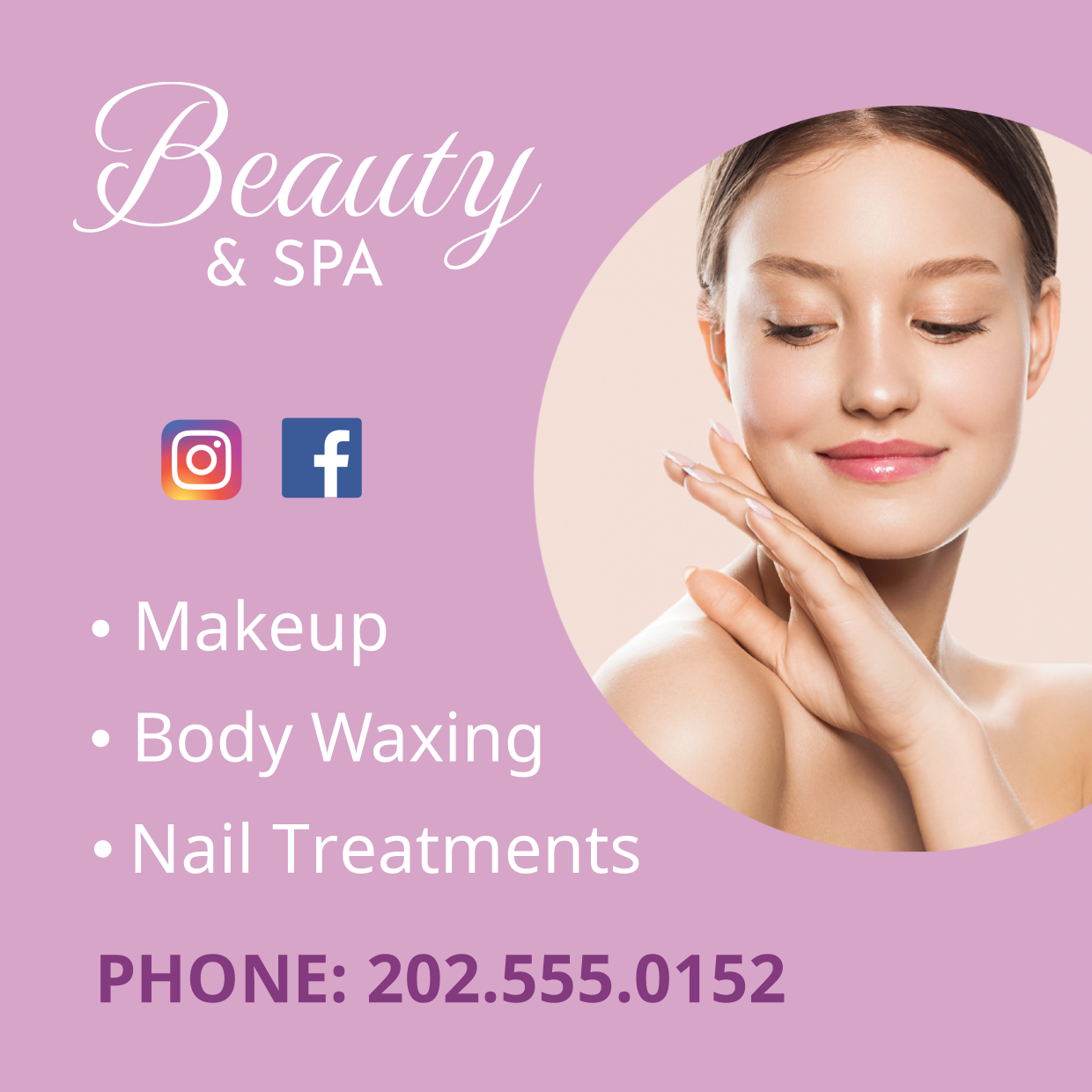 Woman With Glowing Skin Beauty Salon Template | Square Signs