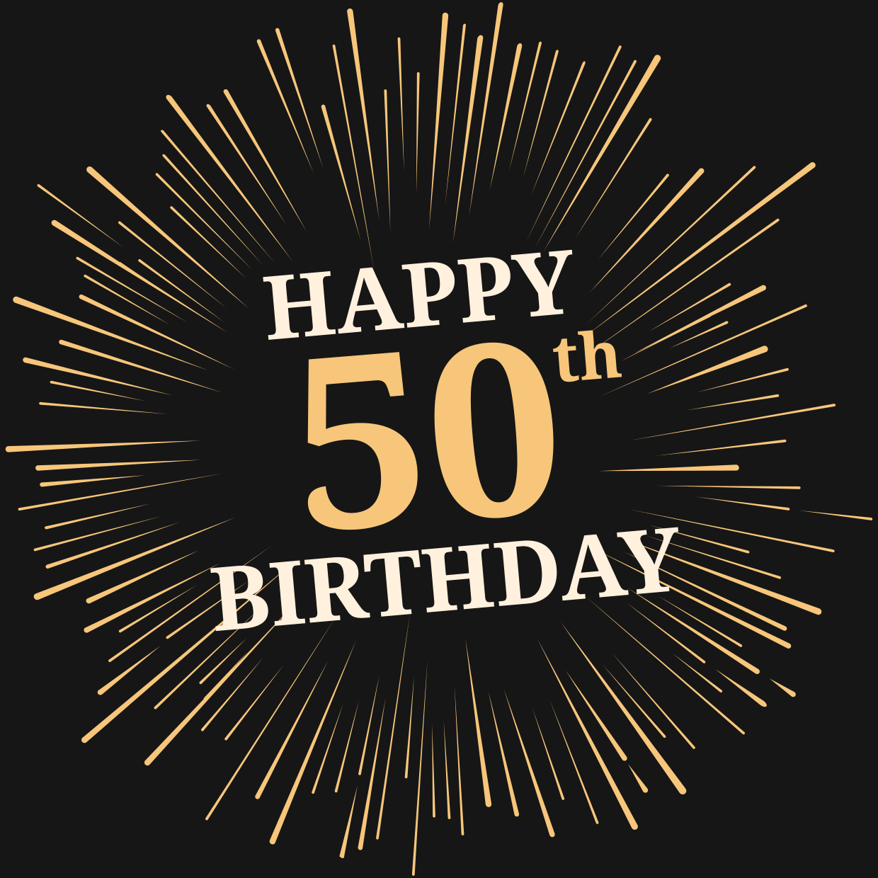 Golden Firework Sparkles 50th Birthday Quote Template | Square Signs